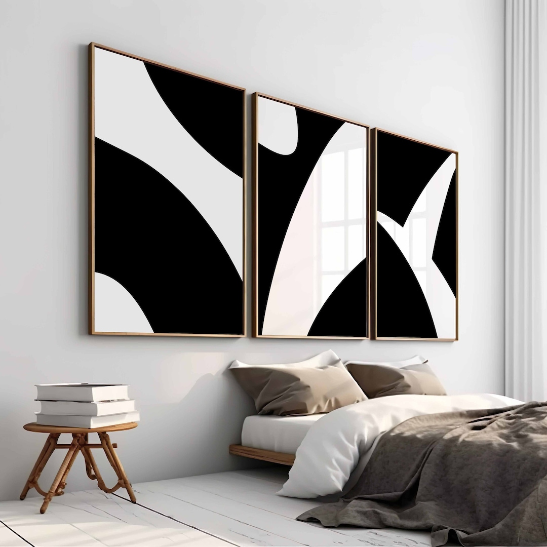 Minimalist Modern Simple Black White Wall Art Set of 3 Abstract Art — free download