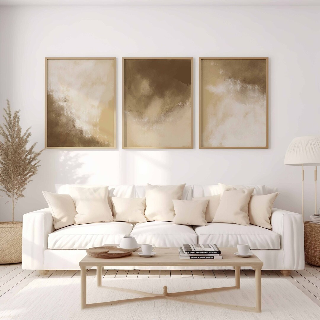 Minimalist Abstract Gallery Wall Art Set of 3 Beige Nordic Prints ...