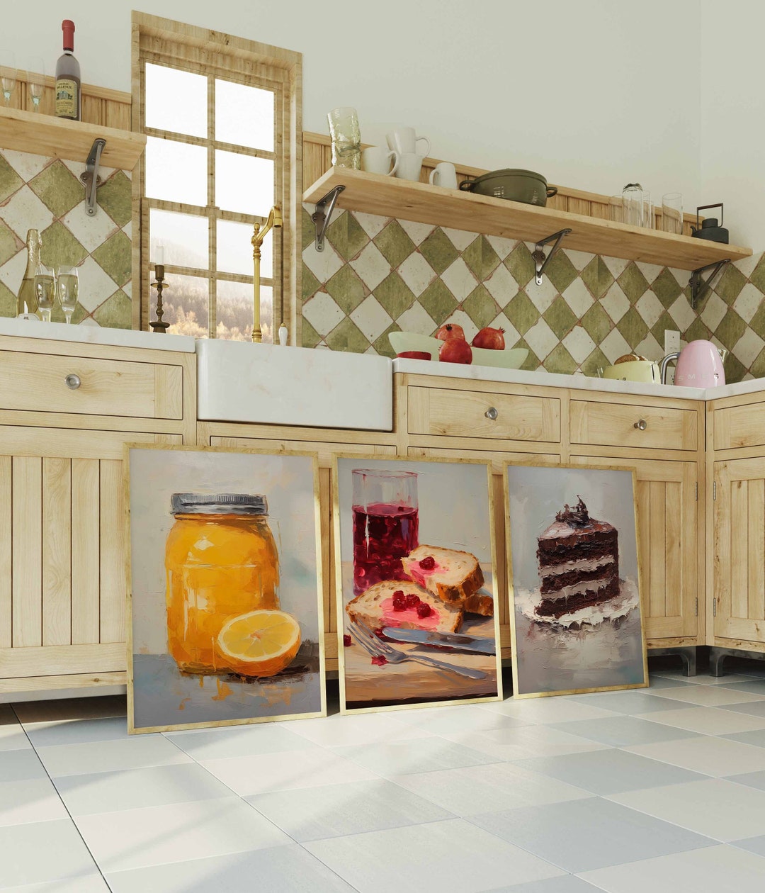 retro kitchen print wallpaper at caitlin hume blog... Retro Kitchen Print Vintage Painting Printable Wall Art House Warming ...