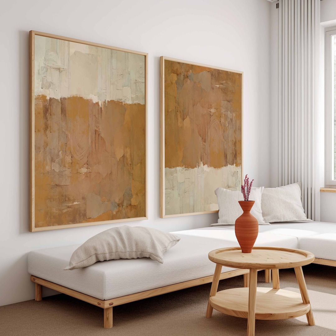 Modern Simple Earth Tone Wall Art, Set of 2 Abstract Art, Minimalistic ...