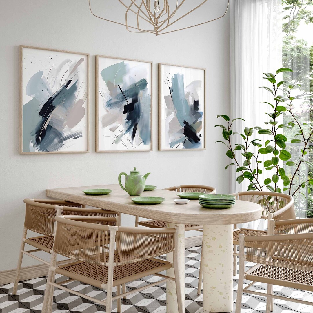 Blue Wall Art Set of 3 Printable Wall Art Modern Farmhouse Decor ...