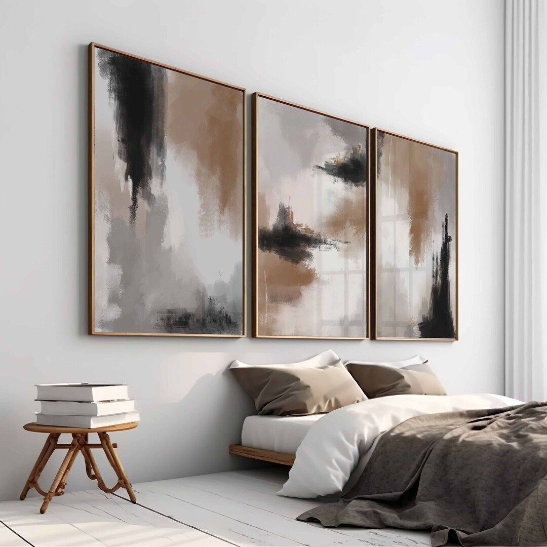Abstract Wall Art Neutral Earth Tone Modern Set of 3 Nordic Prints ...