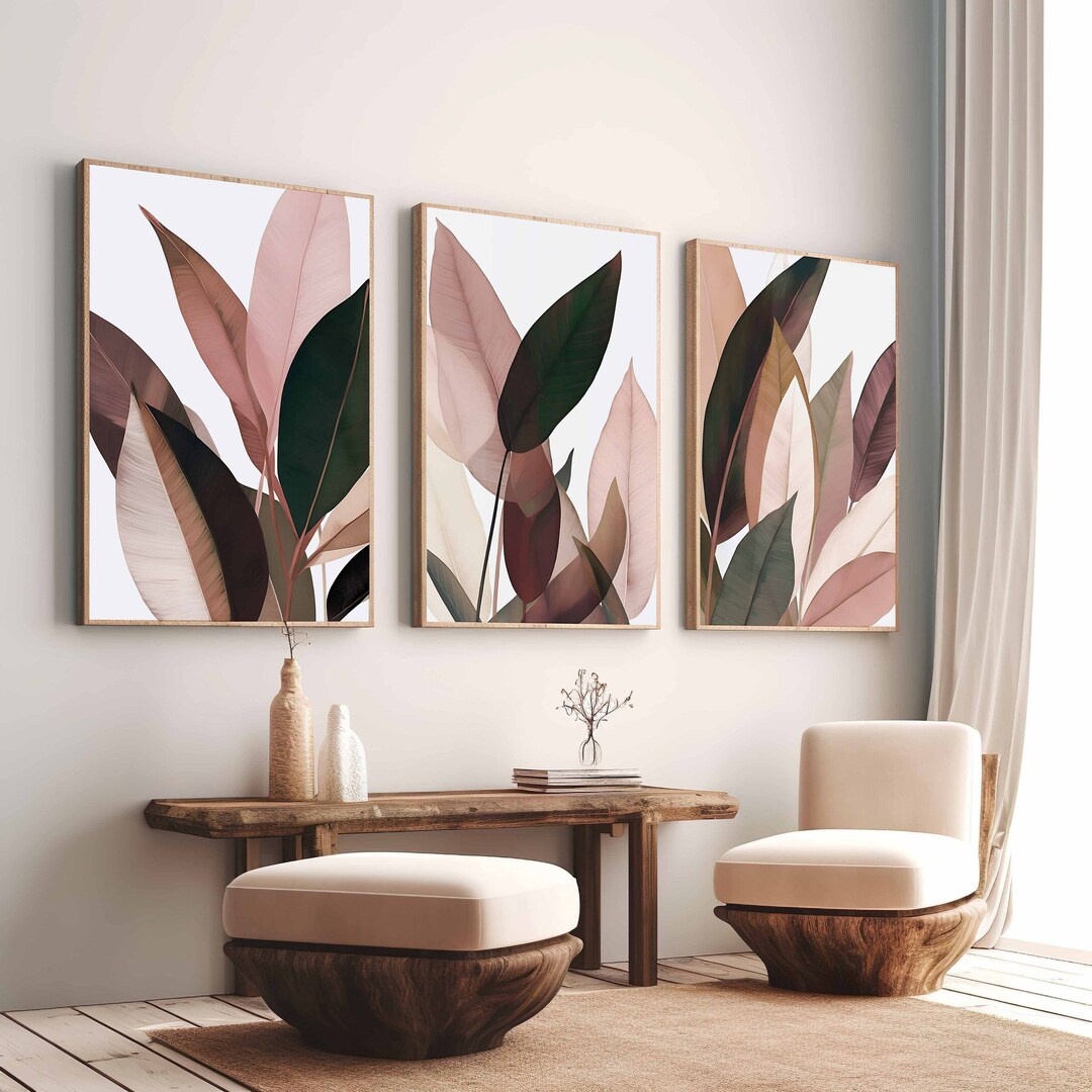 Tropical Plant Art Modern Neutral Art Gallery Wall Art Set of 3 Nature ...