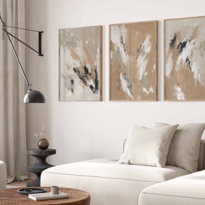 Neutral Modern Abstract Gallery Wall Art Set of 3 Neutral Prints Living ...