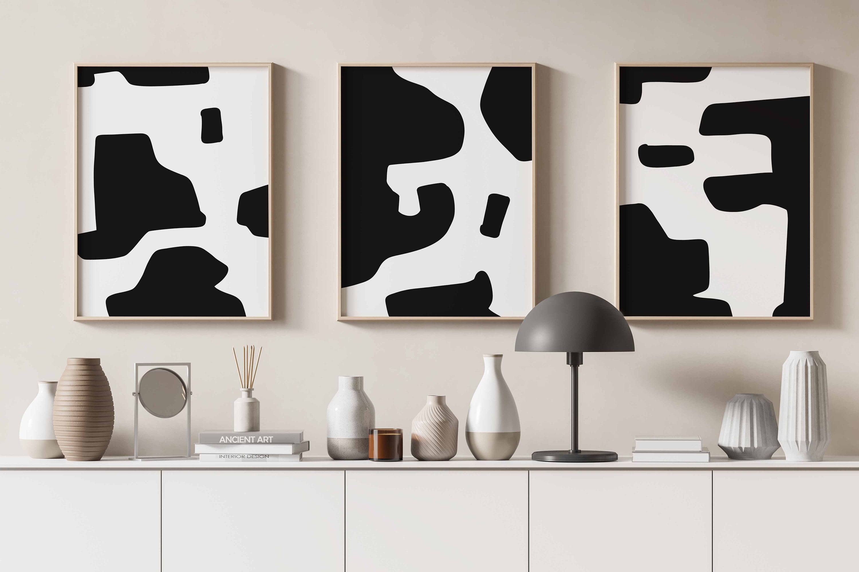Minimalist Modern Gallery Wall Art Set of 3 Black and White Prints ...