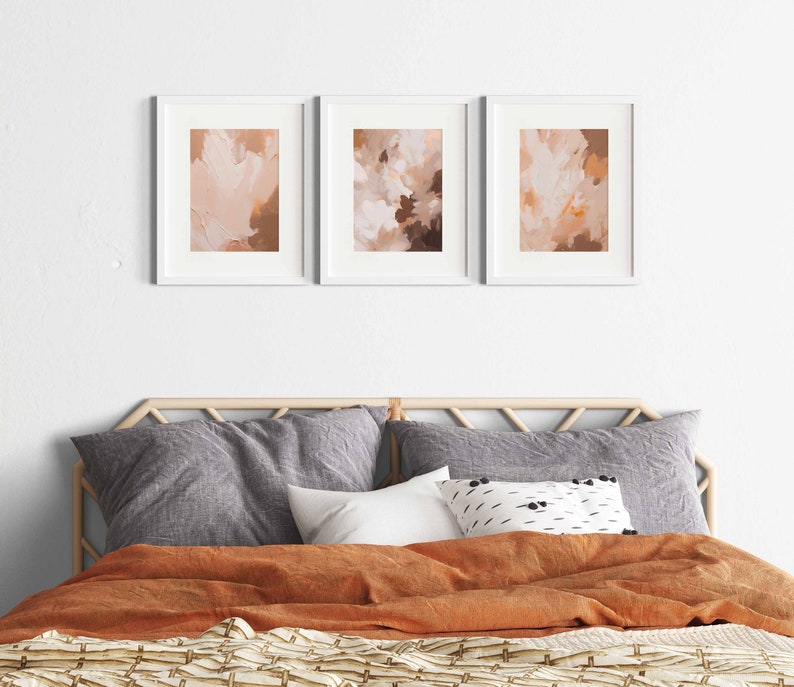 Abstract Neutral Gallery Wall Art Set of 3 Modern Art Prints Abstract ...