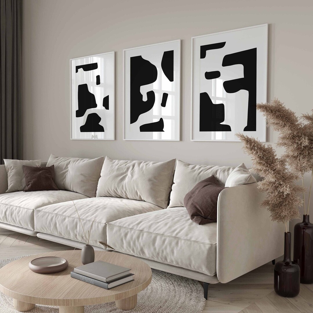 Minimalist Modern Gallery Wall Art Set of 3 Black and White Prints ...
