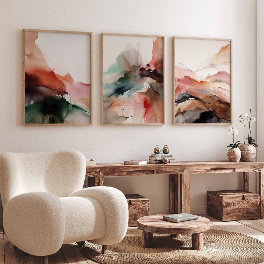 Minimalist Gallery Wall Prints Set of 3 Ink Wall Art for Office Prints