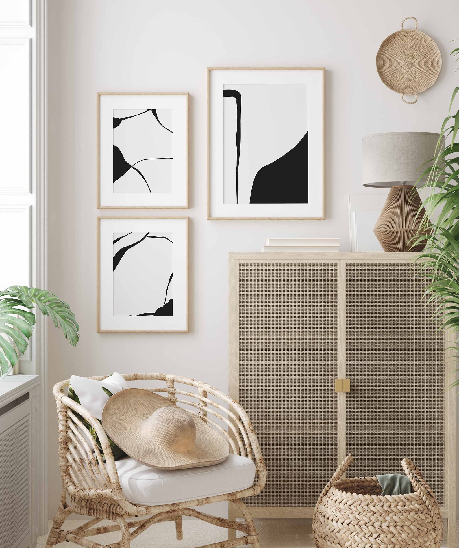 Modern Simple Minimal Gallery Wall Art Set of 3 Black and Etsy