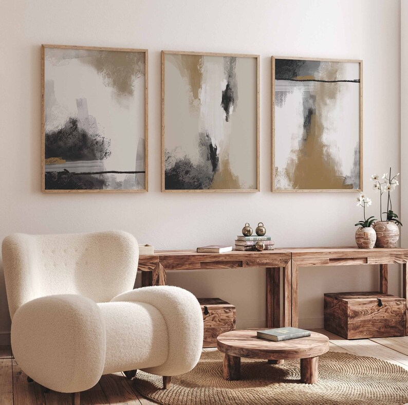 Modern Simple Neutral Gallery Wall Art Set of 3 Pastel Nordic - Etsy