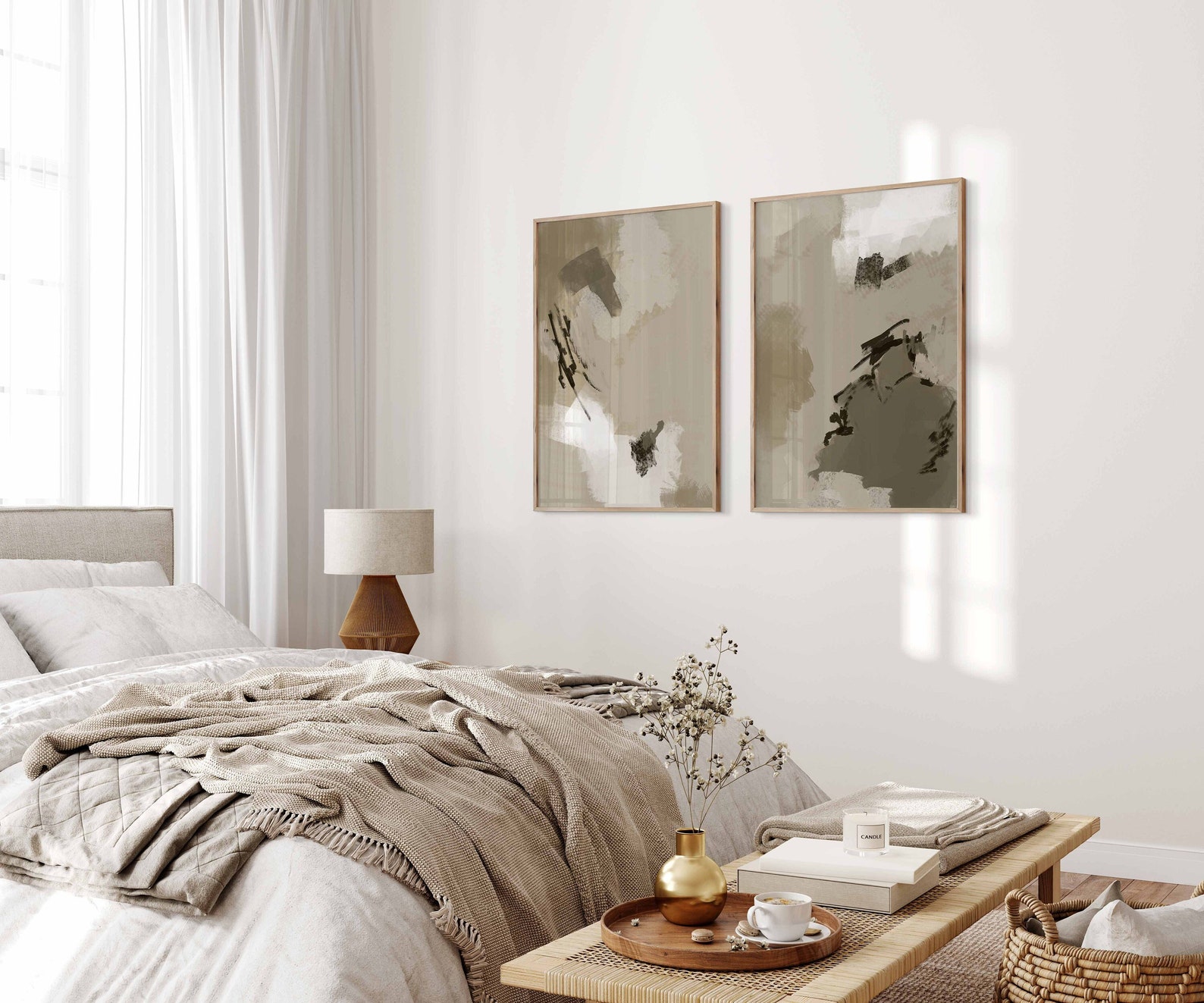 Modern Neutral Art Gallery Wall Art Set of 2 Beige Neutral Prints ...