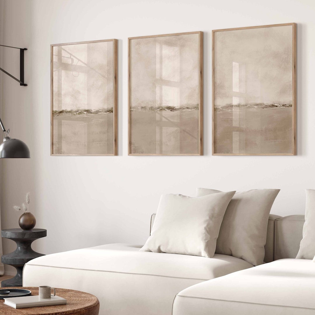 Minimalist Neutral Abstract Printable Wall Art Set of 3 Beige - Etsy
