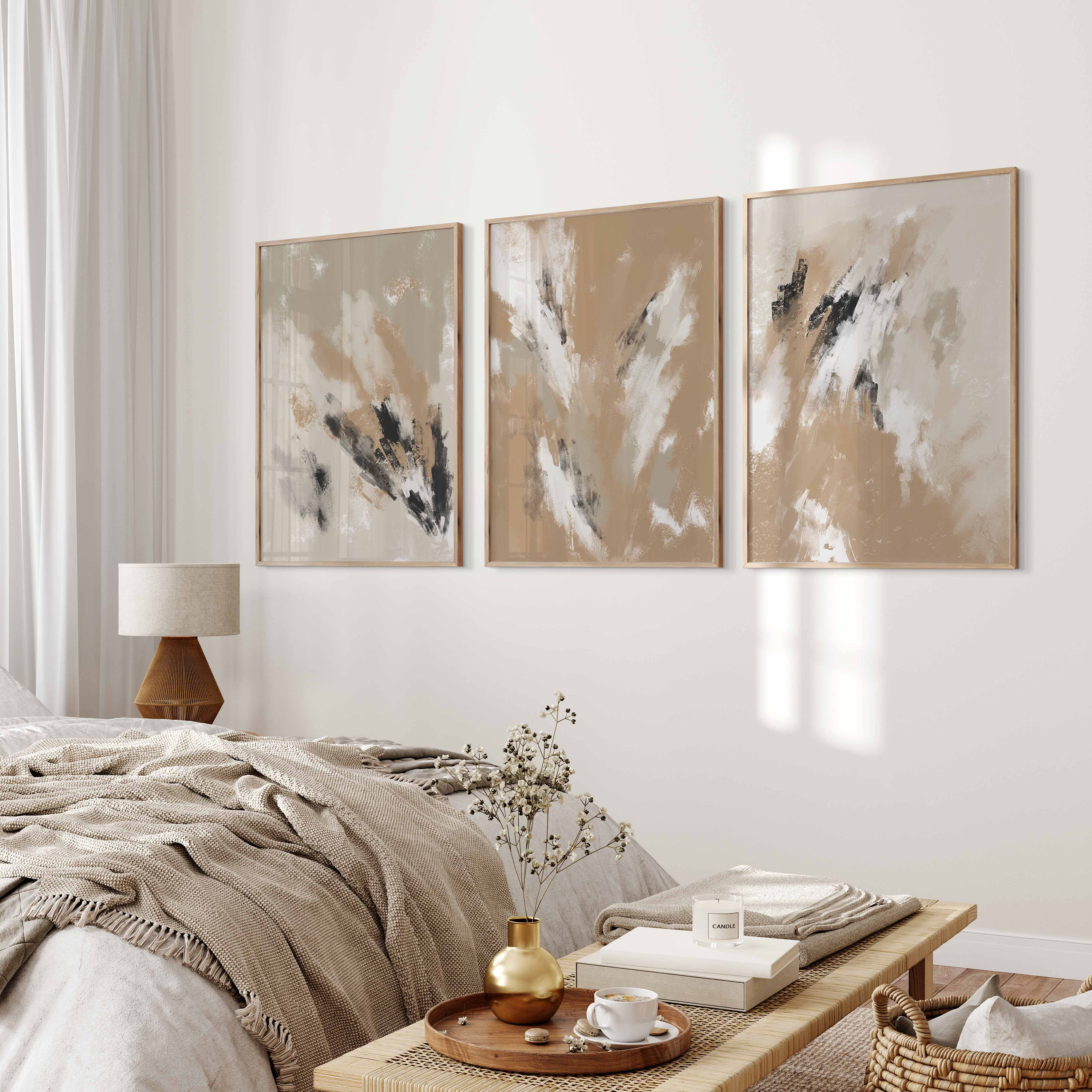 Neutral Modern Abstract Gallery Wall Art Set of 3 Neutral Prints Living ...