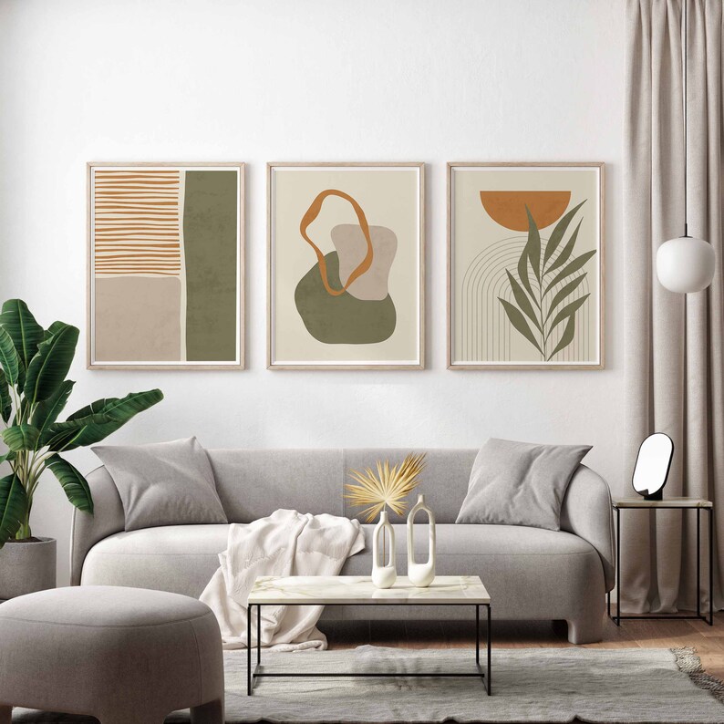 Mid Century Art Prints Mid Century Set of 3 Neutral Modern Wall Art ...