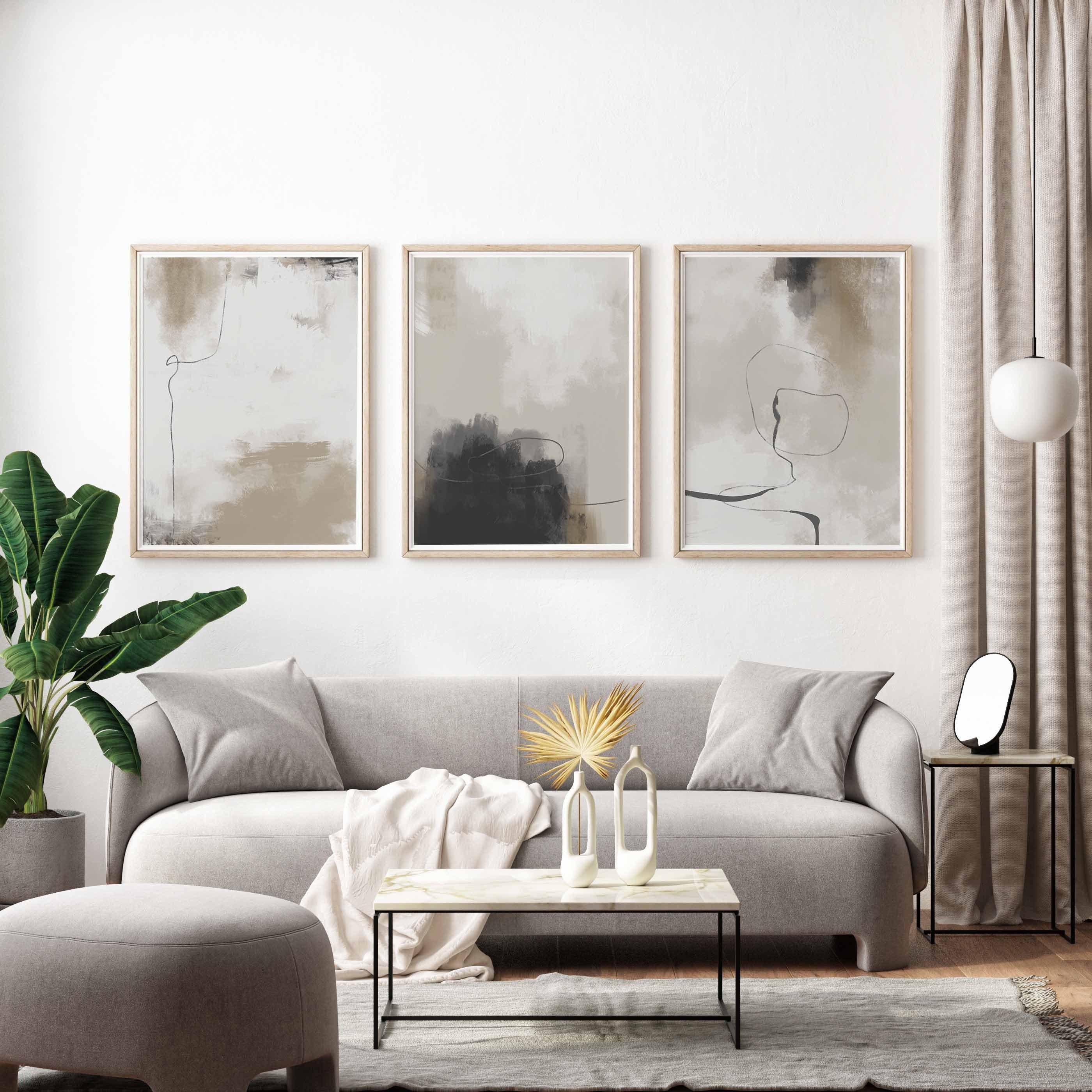 Modern Simple Neutral Gallery Wall Art Set of 3 Pastel Nordic Prints ...