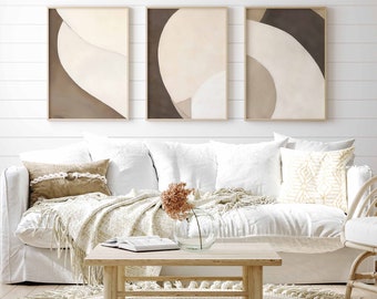 Neutral Abstract Painting Set of 3 Neutral Beige Brown