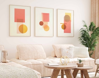 Geometric Wall Art Modern Line Drawing Gallery Wall Art Set of 3 Girly Wall Art Modern Minimalist Art Pink Wall Art Printable Digital Art