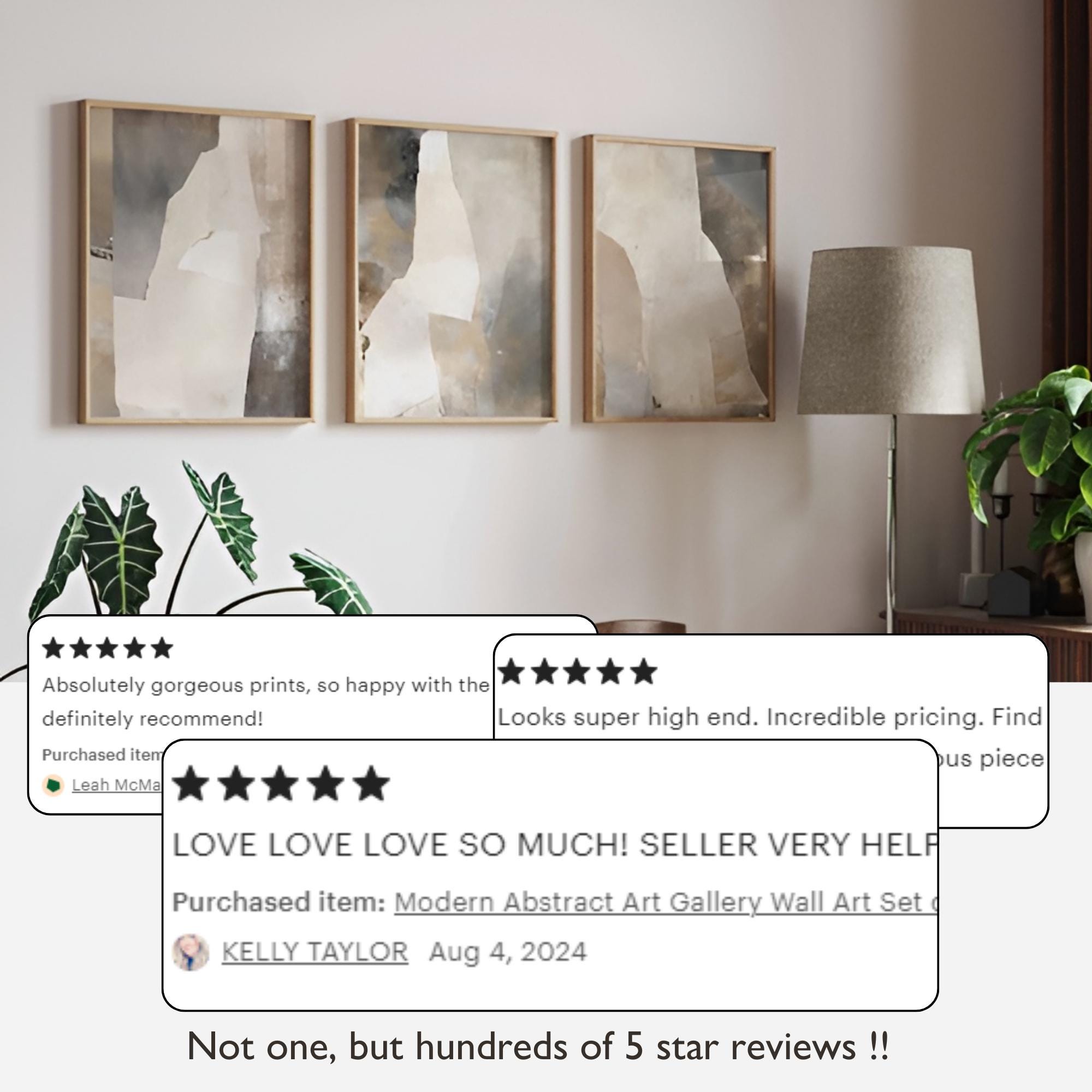 Beige Wall Art Modern Neutral Art Gallery Wall Art Set of 3 Greige Wall ...