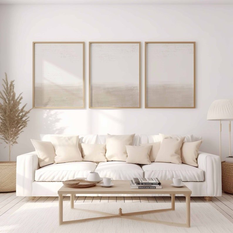 Minimalist Modern Beige Gallery Wall Art Set of 3 Neutral Minimal Wall ...