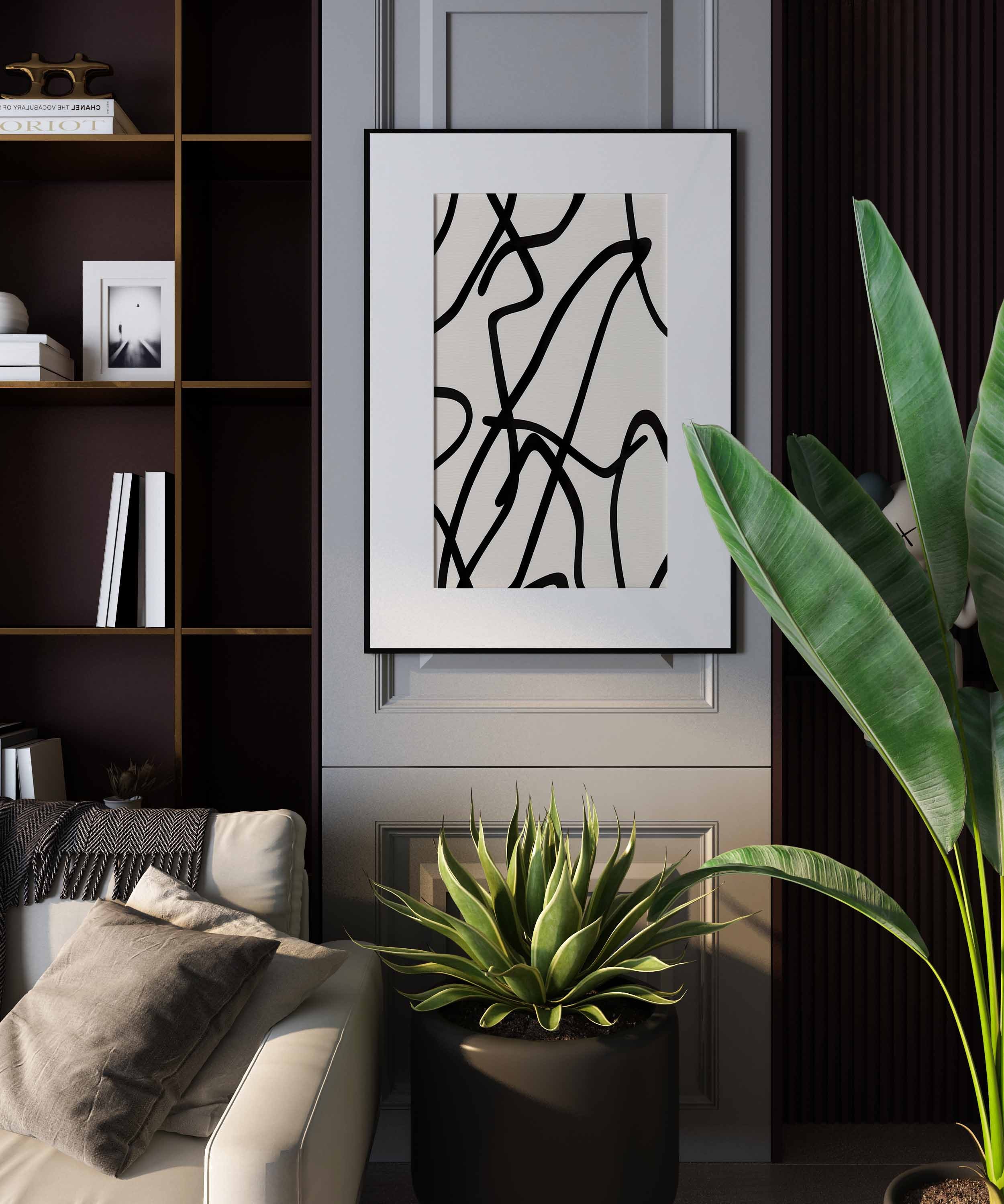 Neutral Gallery Wall Art Set of 3 Modern Minimal Black and Beige ...