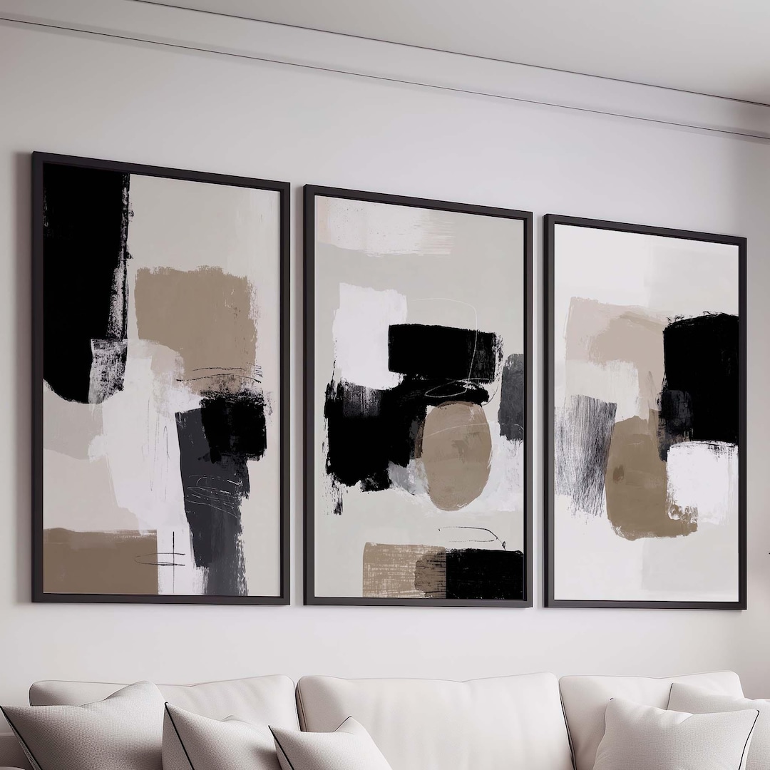 Modern Neutral Abstract Gallery Wall Art Set of 3 Neutral Nordic Prints ...