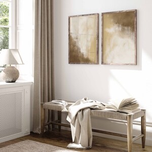 Neutral Abstract Printable Wall Art Set of 2 Beige White Abstract ...