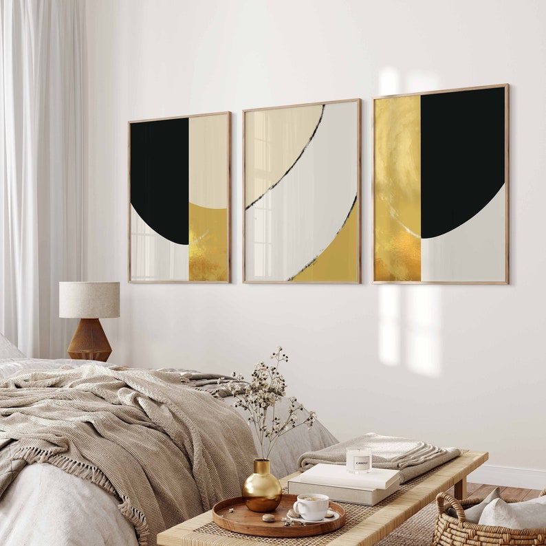 Minimal Mid Century Abstract Wall Art, Modern Wall Art Print Set of 3 ...