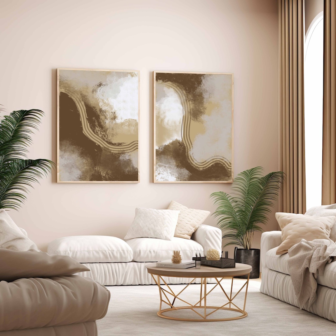 Abstract Neutral Modern Gallery Wall Art Set of 3 Boho Beige Neutral ...