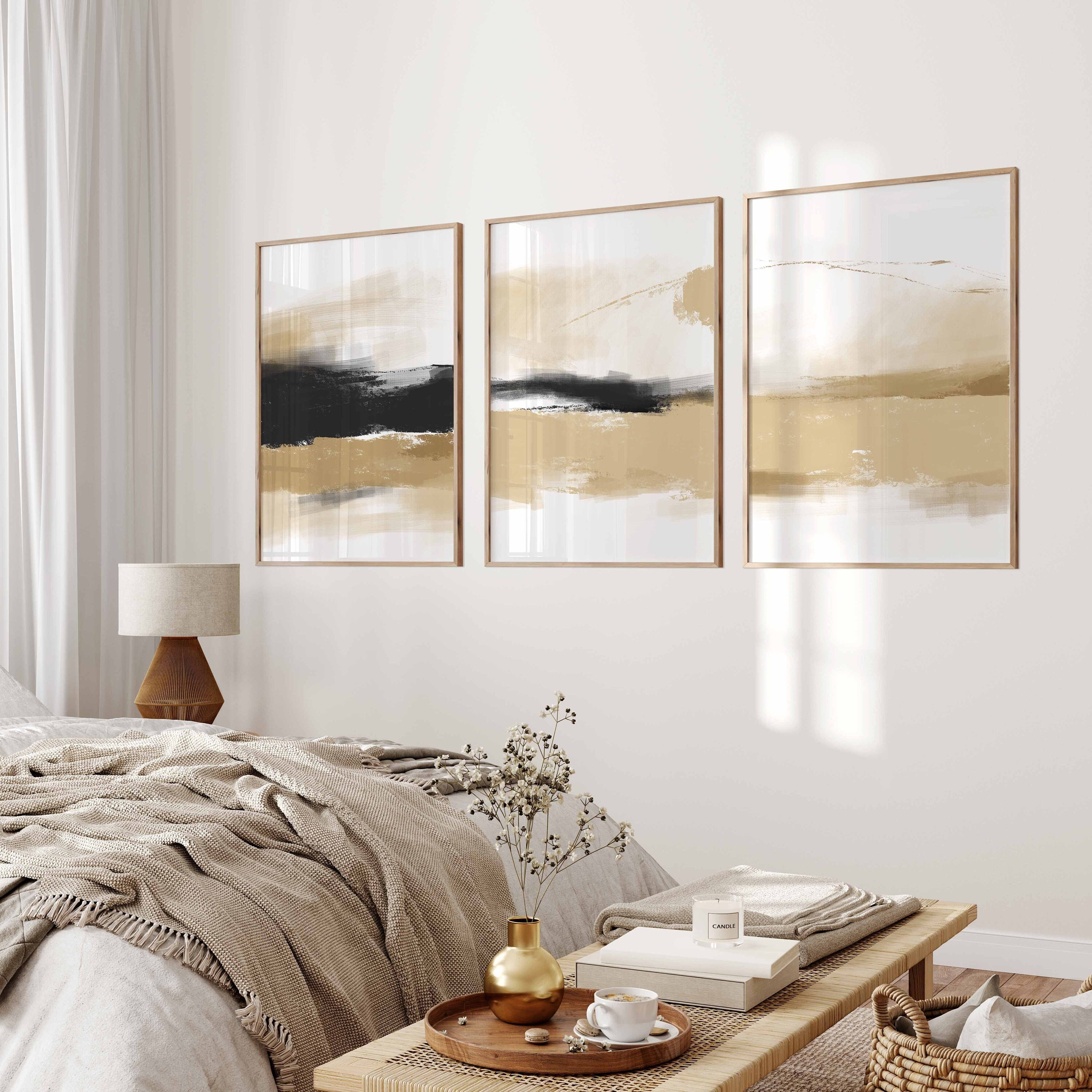 Modern Neutral Abstract Wall Art Beige Art Prints Gallery Wall Art Set ...