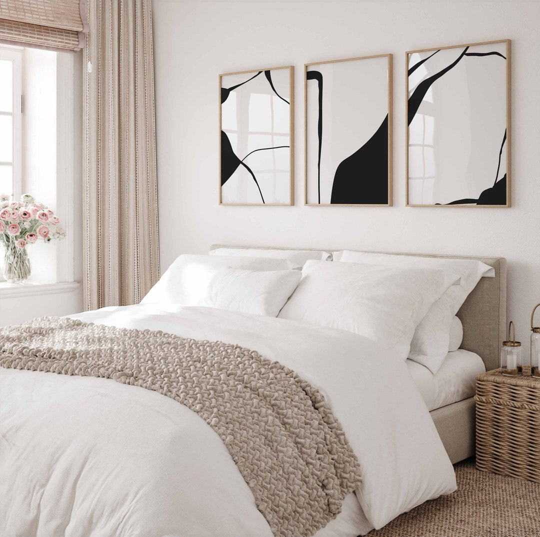 Bedroom Wall Art Black and White Wall Art 3 Piece Art Prints Etsy