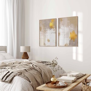 Minimalist Beige Gold Wall Art, Set of 3 Modern Neutral Prints, Large ...