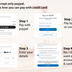 May include: A screenshot of a website showing the different payment options available. The options include paying with PayPal, debit card, or credit card. The website also provides instructions on how to create a PayPal account.