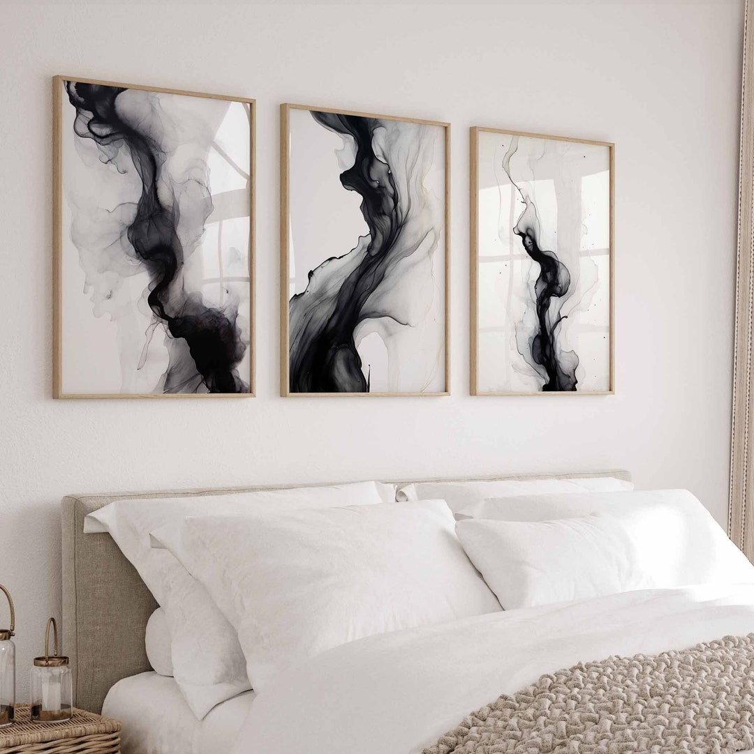 Modern Simple Minimal Gallery Wall Art Set of 3 Black and White Simple ...