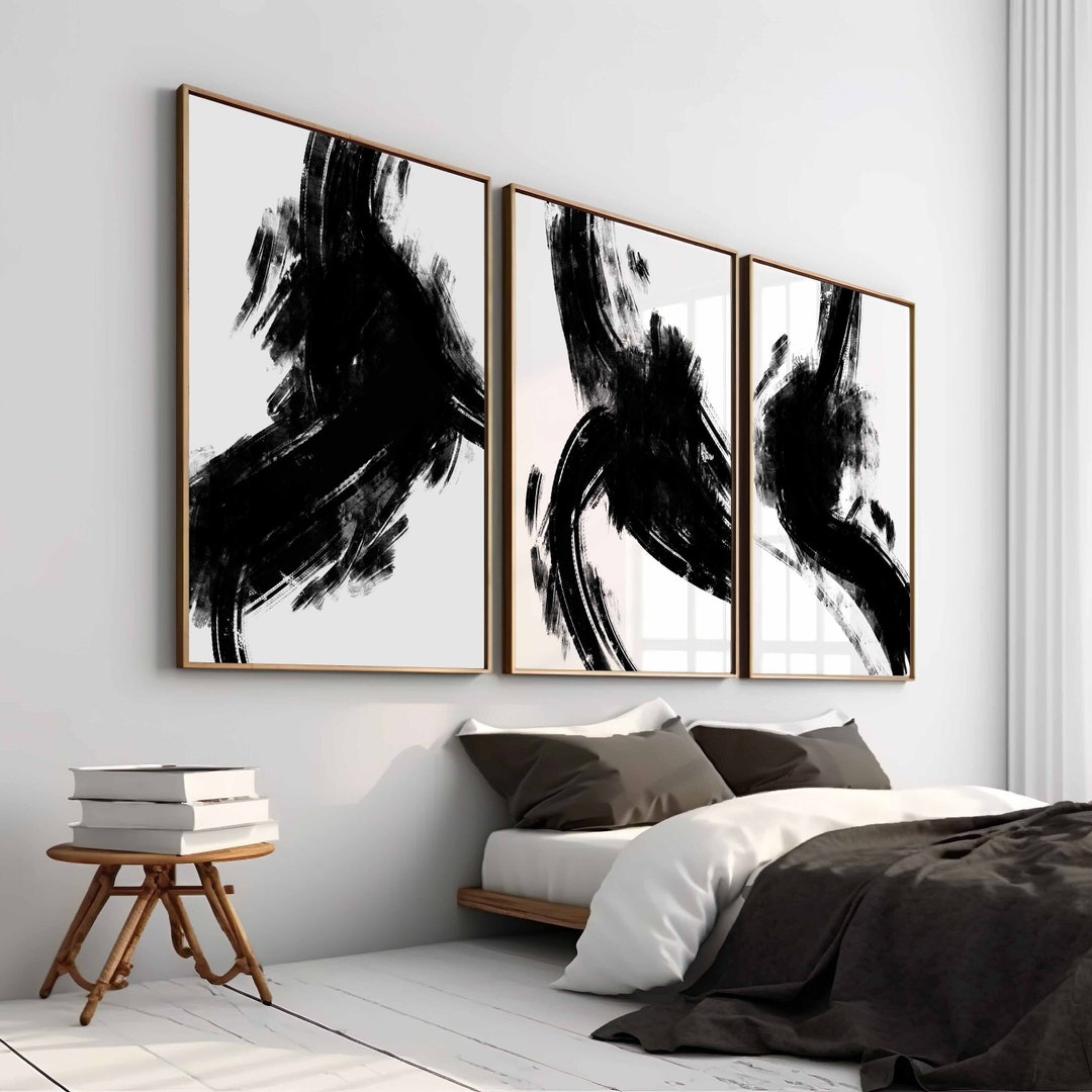 Bedroom Wall Art, Black and White Wall Art, 3 Piece Art Prints