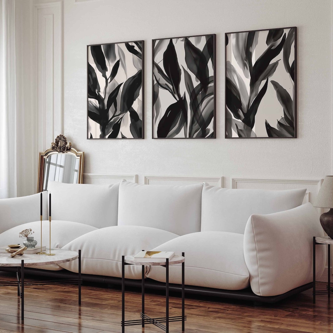 Watercolor Abstract Modern Home Decor Leaf Wall Art Bedroom Prints ...