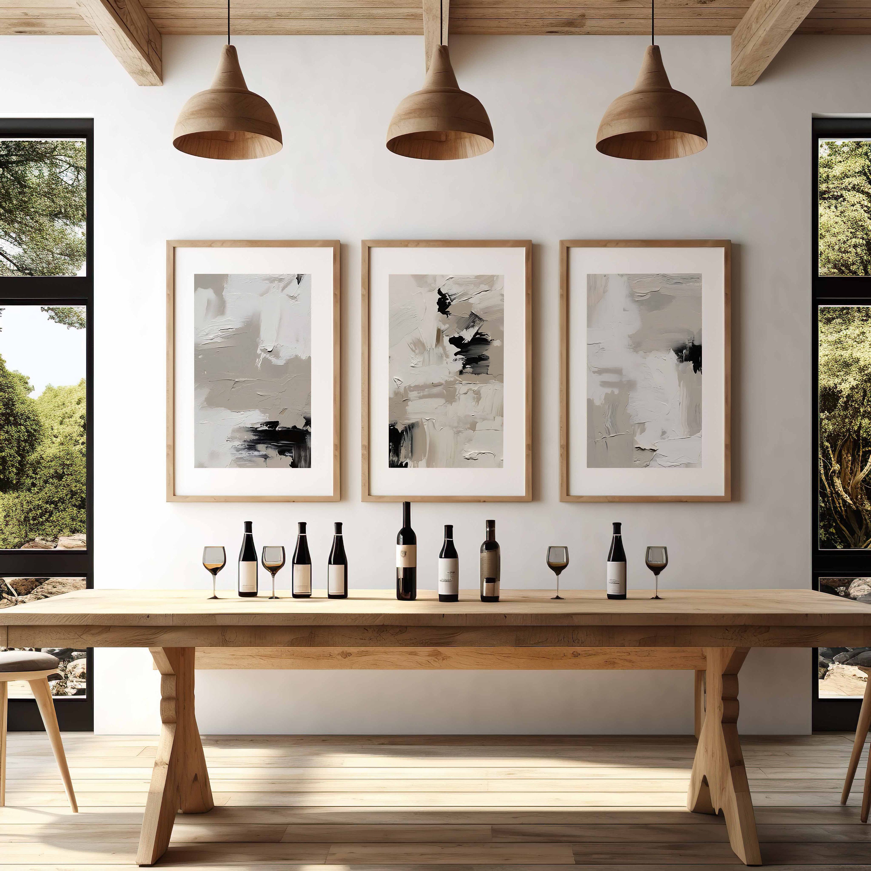 Black and White Art Set of 3 Neutral Nordic Prints Housewarming Gift ...