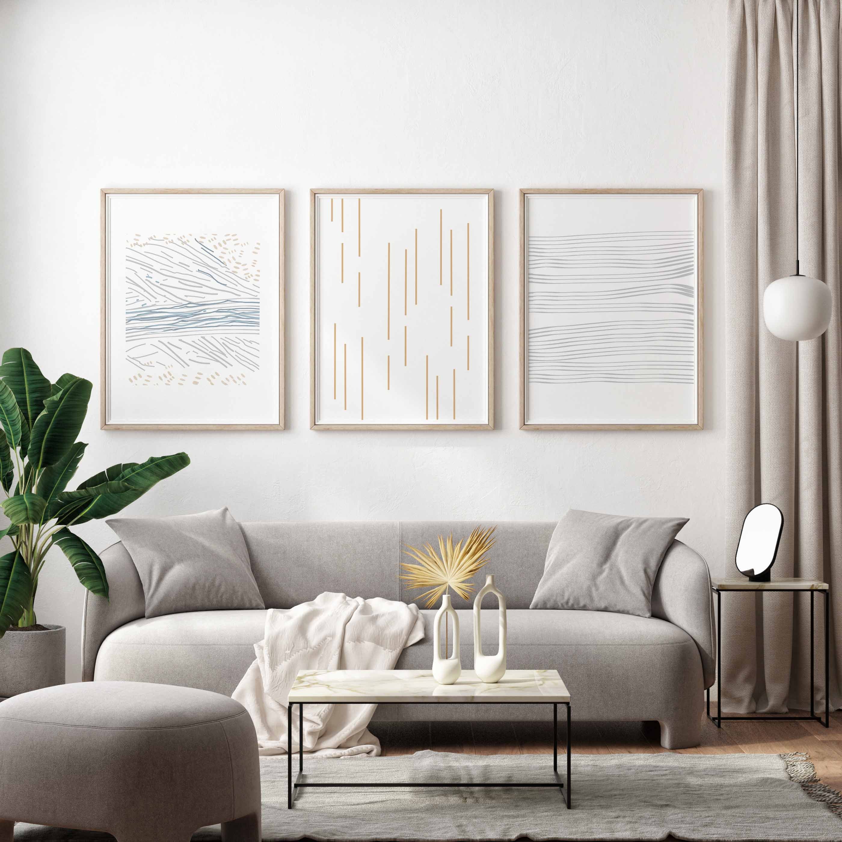 Line Wall Art Modern Neutral Art Gallery Wall Art Set of 3 Boho Wall ...