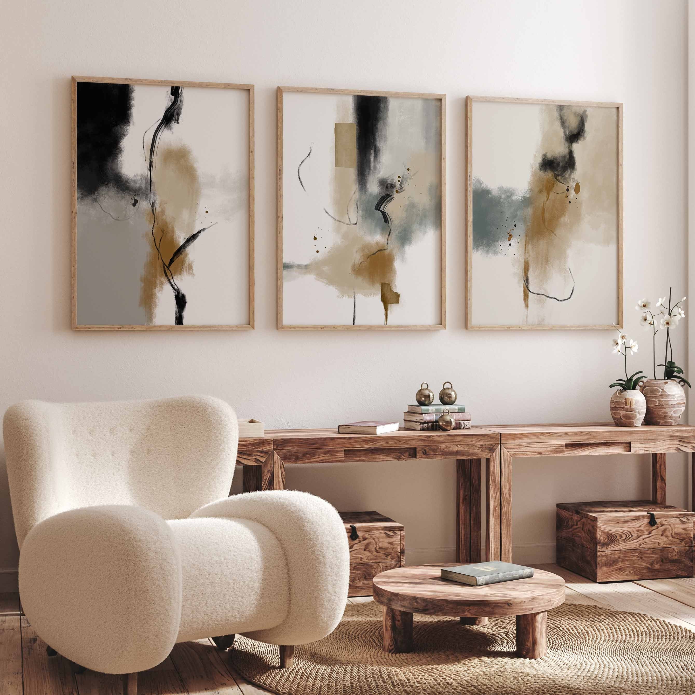 Neutral Modern Abstract Printable Gallery Wall Art Set of 3, Neutral ...
