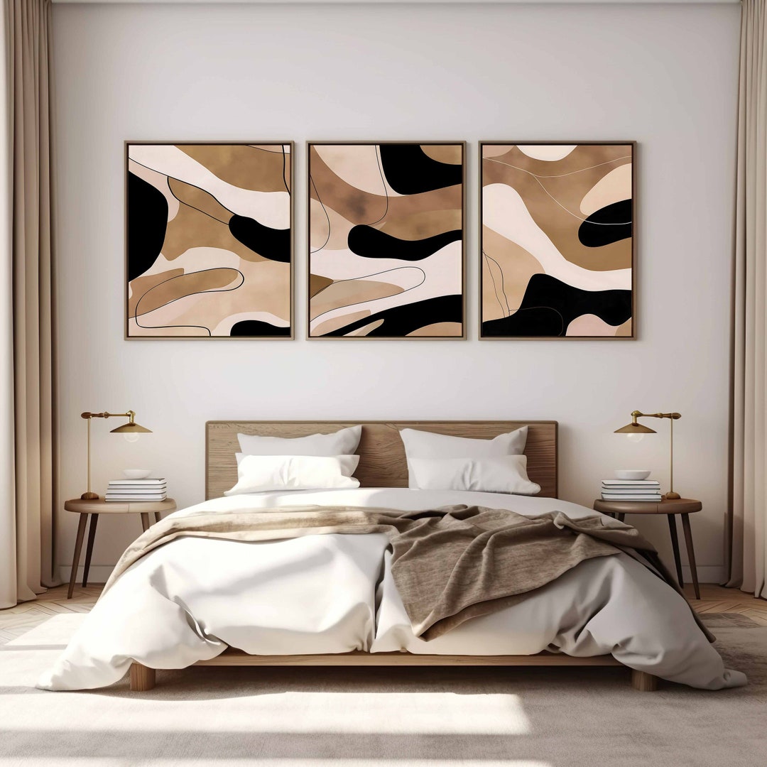 Black Beige Wall Art Print Set of 3 Nordic Prints Neutral Gallery Wall ...