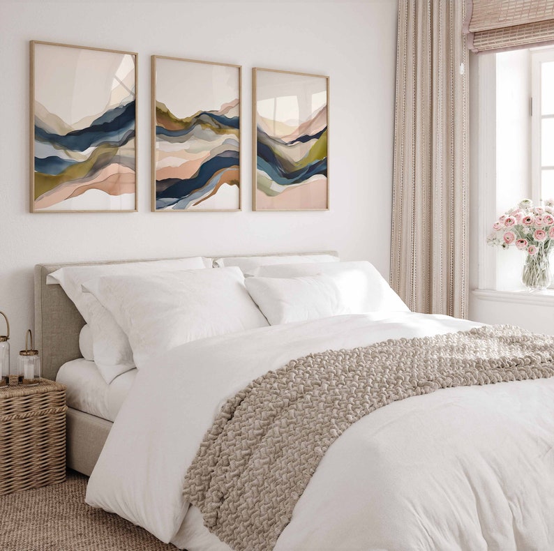 Watercolor Prints Modern Abstract Art Printable Poster Set of 3 Bedroom ...