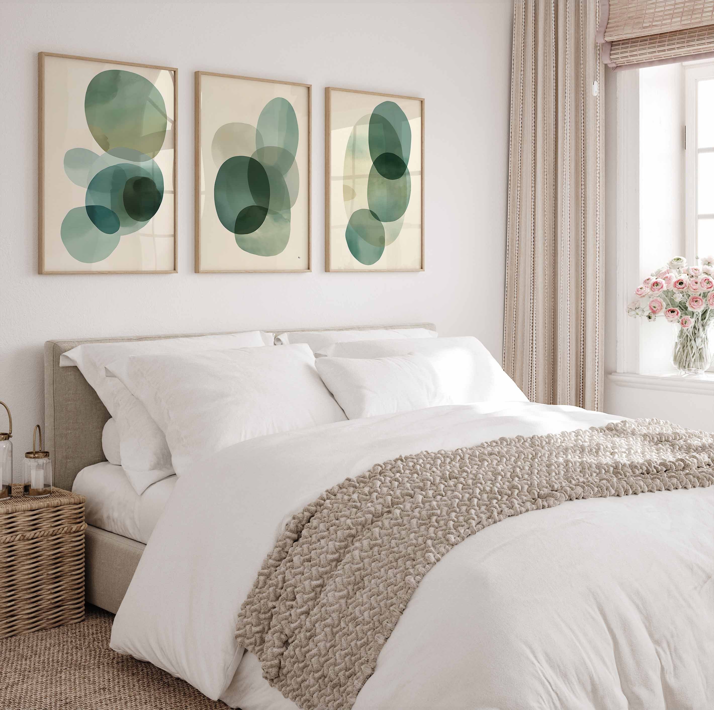 Emerald Green Printable Wall Art Set of 3 Abstract Watercolor Prints ...