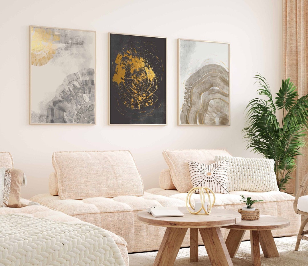 Tree Design Print Tree Rings Print, Set of 3 Prints, Modern Abstract Art Tree Print ...