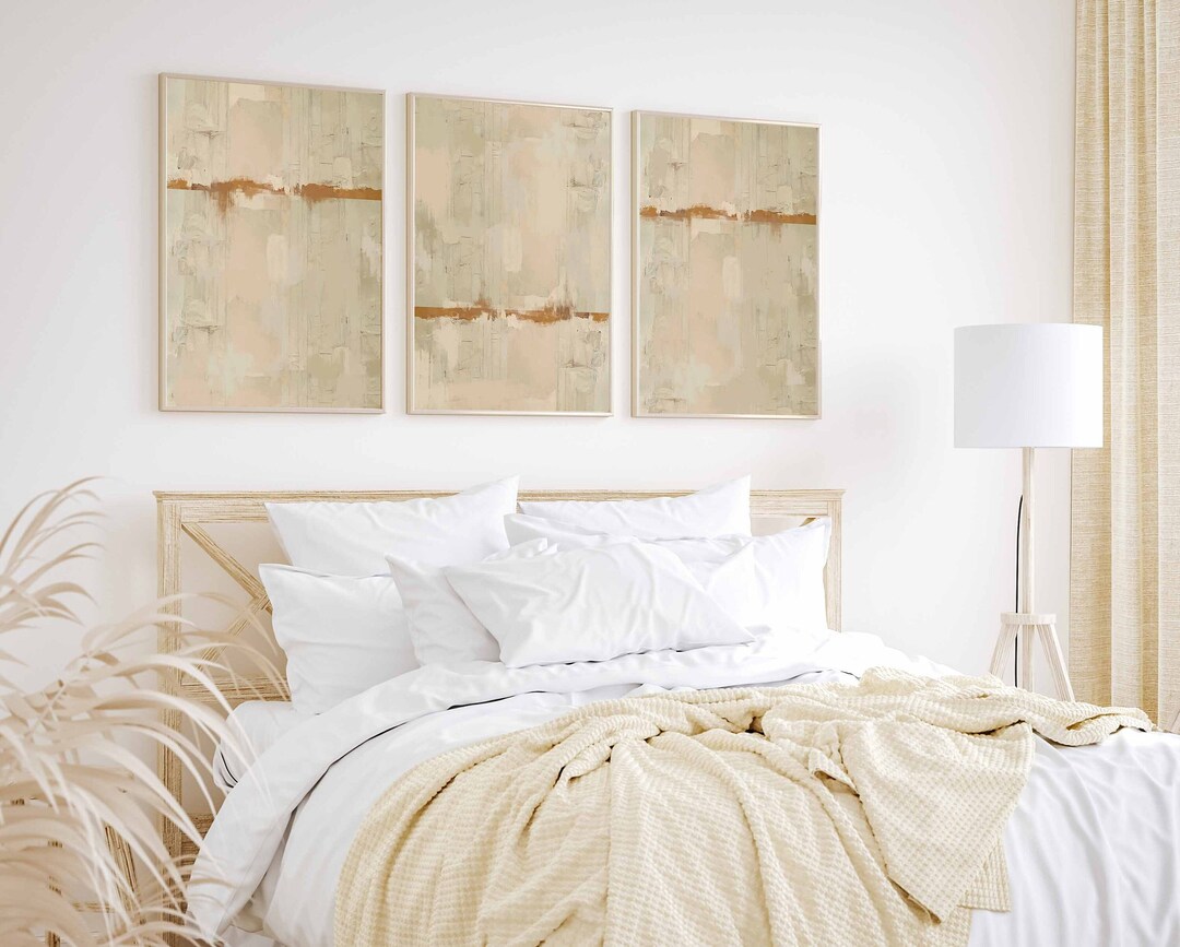 Minimal Abstract Gallery Wall Art Set of 3 Beige Neutral Abstract Art ...