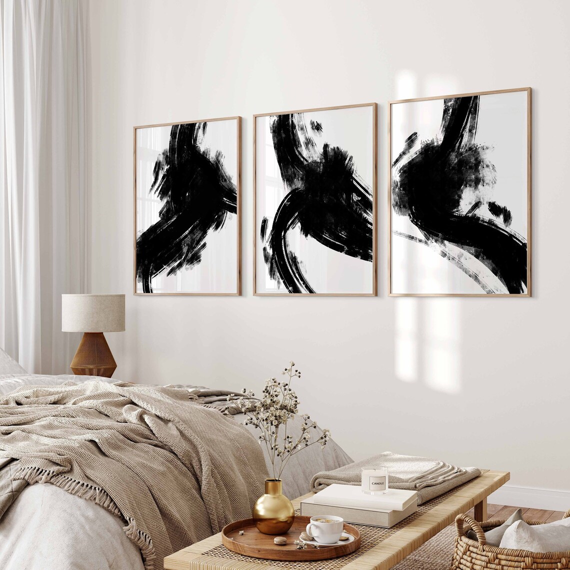 Bedroom Wall Art Black and White Wall Art 3 Piece Art Etsy