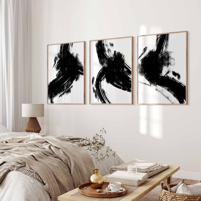 Bedroom Wall Art Black and White Wall Art 3 Piece Art - Etsy