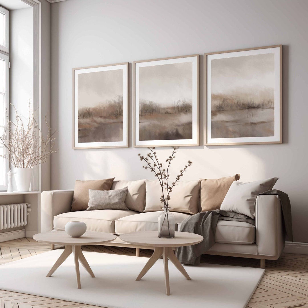 Modern Minimalist Art Prints Gallery Wall Art Set of 3 Beige Brown Wall ...
