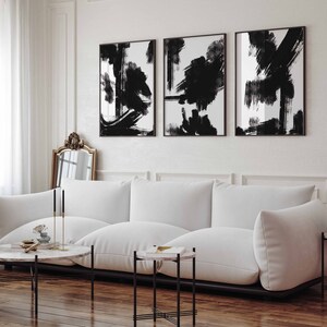Modern Minimal Gallery Wall Art Set of 3 Abstract Art Black and White ...