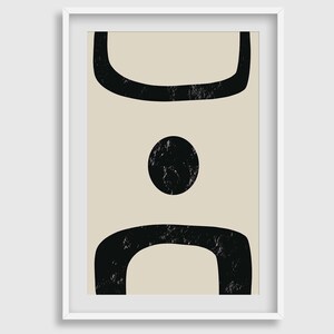 Printable Mid Century Modern Abstract Black Beige Wall Art Set of 3 ...