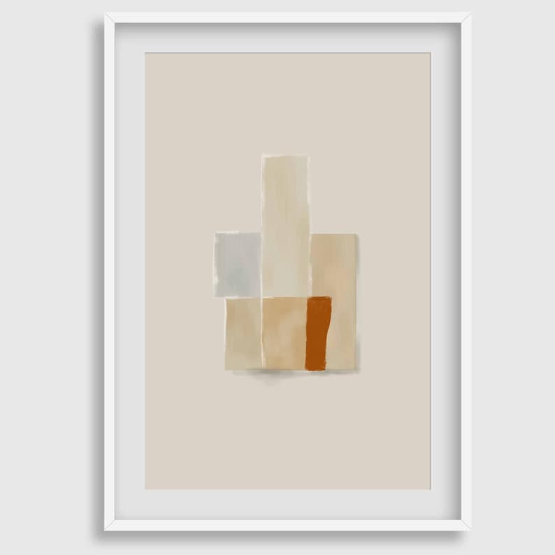 Modern Neutral Gallery Wall Art Set of 3 Abstract Bedroom Etsy