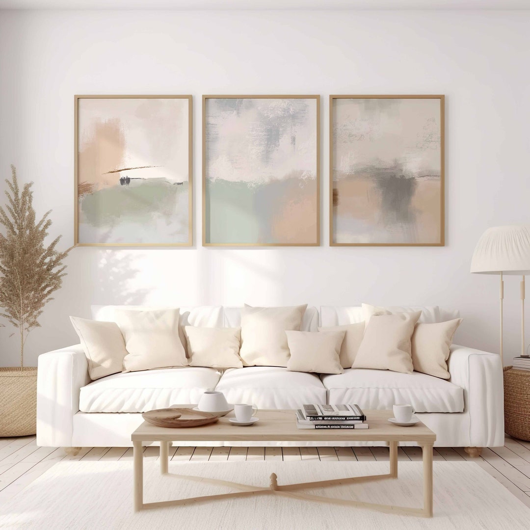 Set of 3 Minimalist Poster Blush Pink Wall Art Watercolor Printable Art ...